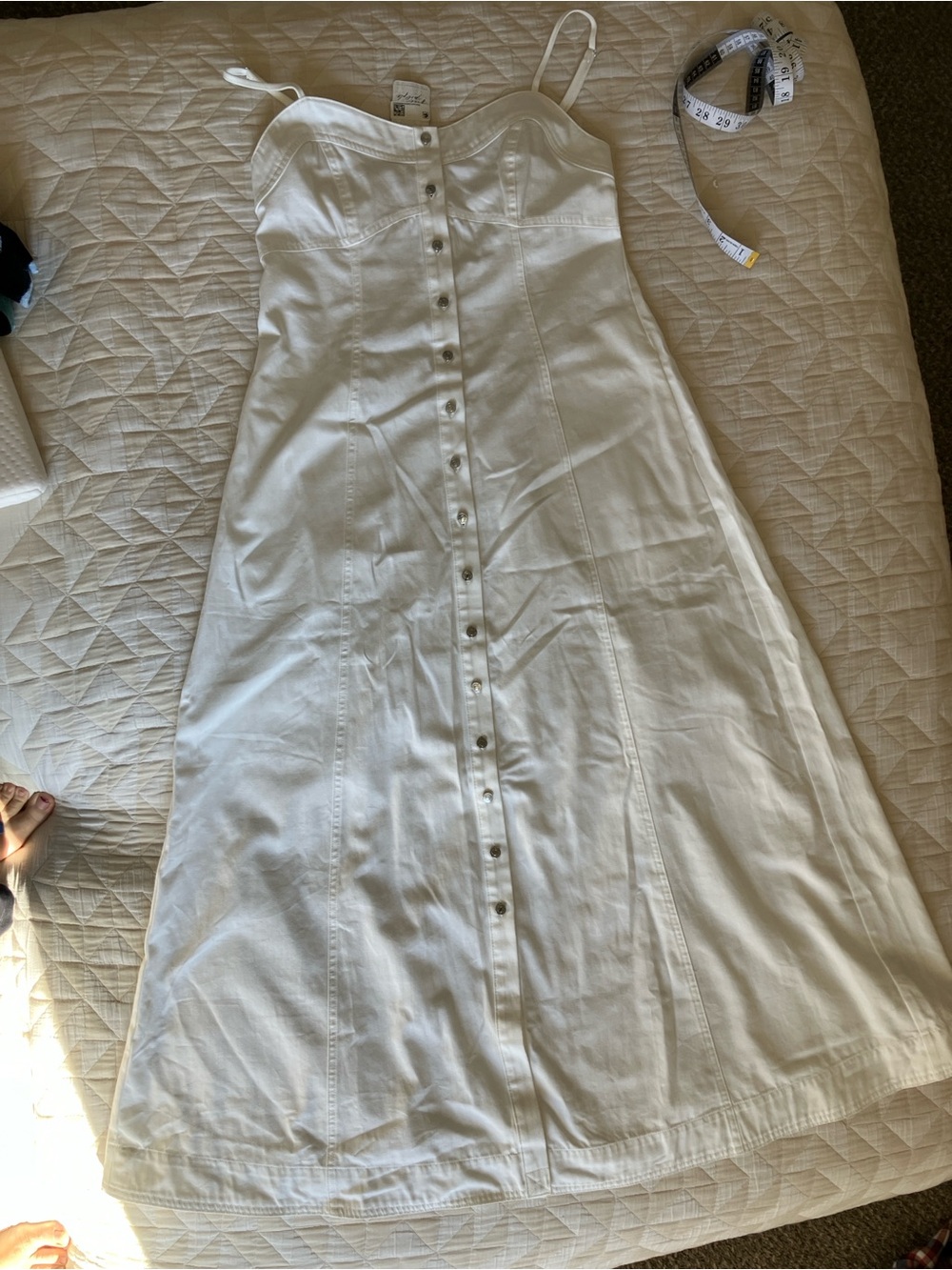 NWT Free People White Button-Front A-Line Maxi Skirt - Picture 2 of 9